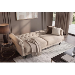 HAVEN bársony kanapéágy 220 cm – pezsgőbézs / barna