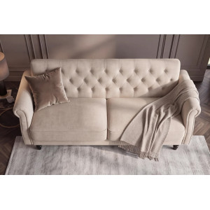HAVEN bársony kanapéágy 220 cm – pezsgőbézs / barna