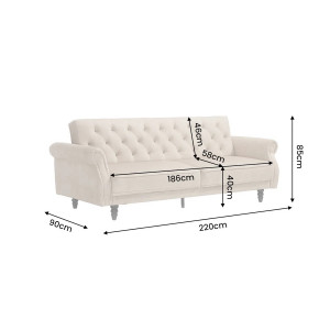 HAVEN bársony kanapéágy 220 cm – pezsgőbézs / barna