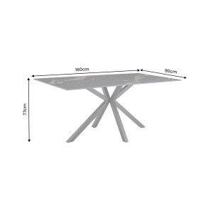METEOR kerámia étkezőasztal 160 cm – fehér / fekete