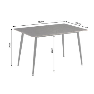 LINE kerámia étkezőasztal 140 cm – szürke / fekete