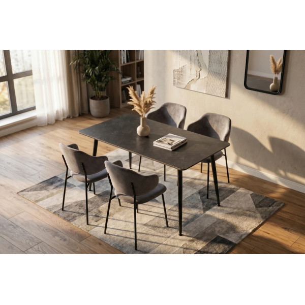 LINE kerámia étkezőasztal 120 cm – szürke / fekete