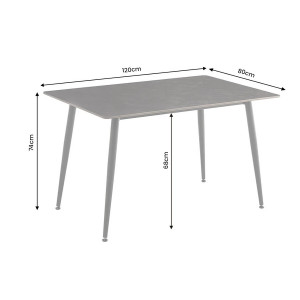 LINE kerámia étkezőasztal 120 cm – szürke / fekete
