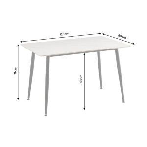 LINE kerámia étkezőasztal 120 cm – fehér / fekete