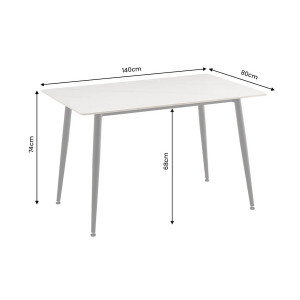 LINE kerámia étkezőasztal 140 cm – fehér / fekete