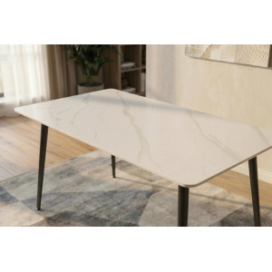 LINE kerámia étkezőasztal 140 cm – fehér / fekete