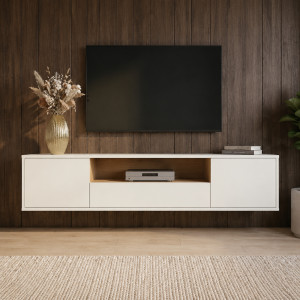 NORDEN modern fali TV-szekrény 150 cm – fehér / natúr tölgy INVICTA