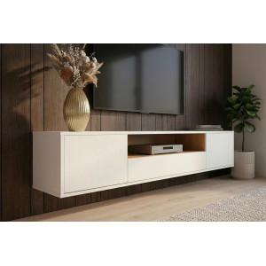 NORDEN modern fali TV-szekrény 150 cm – fehér / natúr tölgy