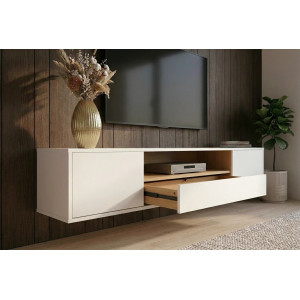 NORDEN modern fali TV-szekrény 150 cm – fehér / natúr tölgy