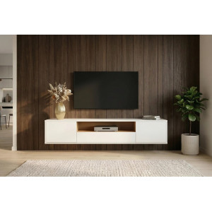 NORDEN modern fali TV-szekrény 150 cm – fehér / natúr tölgy