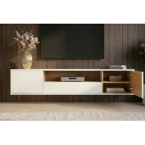 NORDEN modern fali TV-szekrény 150 cm – fehér / natúr tölgy