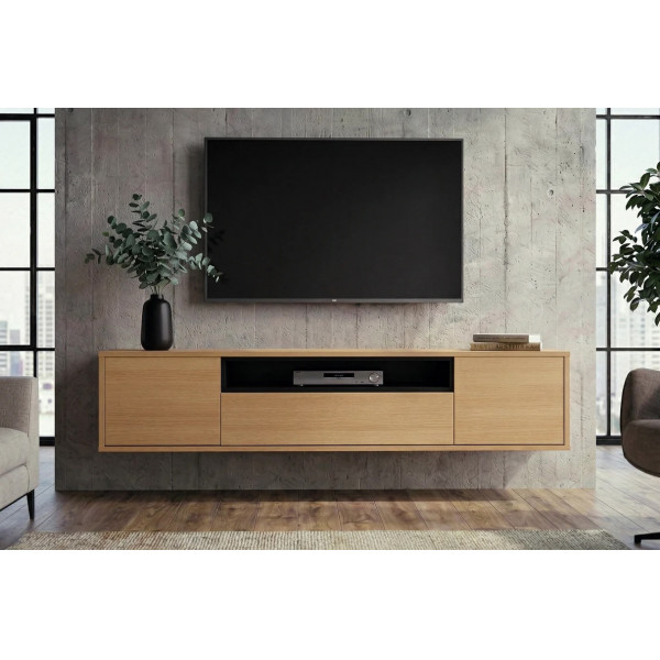 NORDEN modern fali TV-szekrény 150 cm – natúr tölgy / fekete