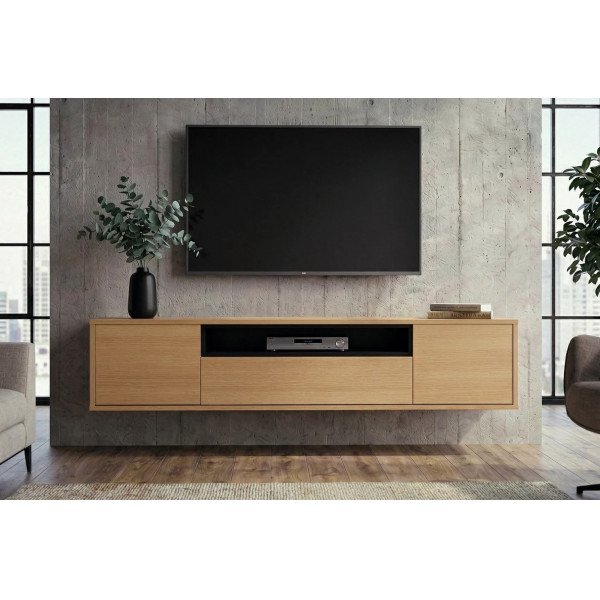 NORDEN modern fali TV-szekrény 150 cm – natúr tölgy / fekete