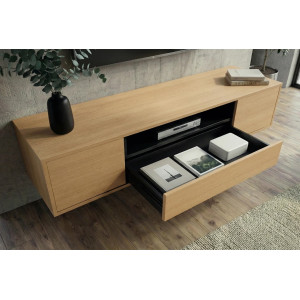NORDEN modern fali TV-szekrény 150 cm – natúr tölgy / fekete