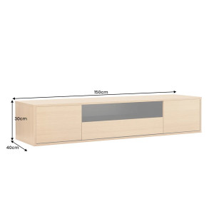 NORDEN modern fali TV-szekrény 150 cm – natúr tölgy / fekete