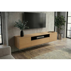 NORDEN modern fali TV-szekrény 150 cm – natúr tölgy / fekete