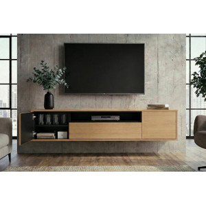 NORDEN modern fali TV-szekrény 150 cm – natúr tölgy / fekete