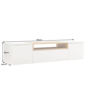 NORDEN modern fali TV-szekrény 160 cm – fehér / natúr tölgy