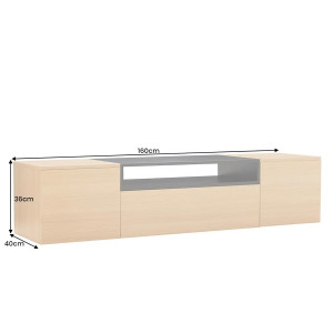 NORDEN modern fali TV-szekrény 160 cm – natúr tölgy / fekete