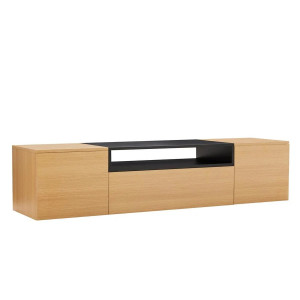 NORDEN modern fali TV-szekrény 160 cm – natúr tölgy / fekete