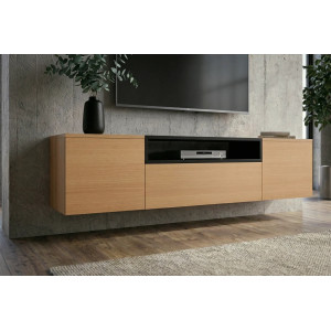 NORDEN modern fali TV-szekrény 160 cm – natúr tölgy / fekete