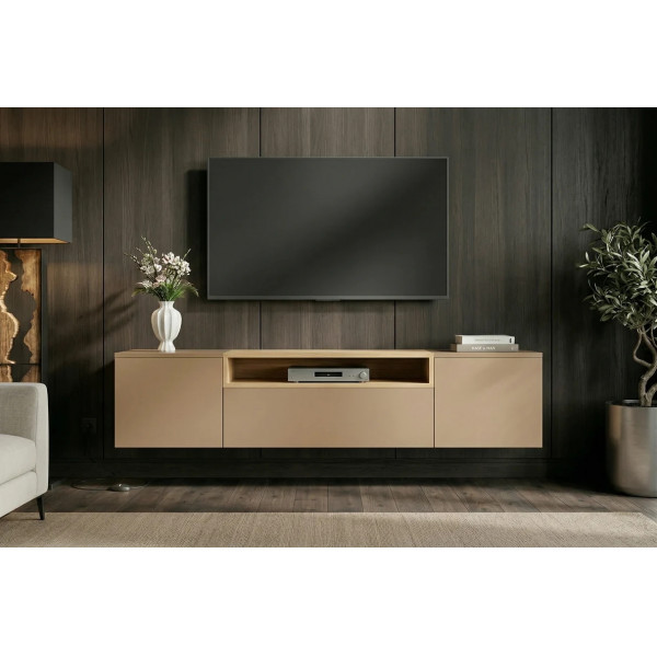 NORDEN modern fali TV-szekrény 160 cm – natúr tölgy / bézs