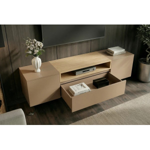 NORDEN modern fali TV-szekrény 160 cm – natúr tölgy / bézs
