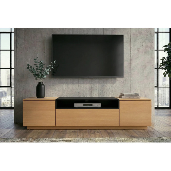 NORDEN modern TV-szekrény 160 cm – natúr tölgy / fekete