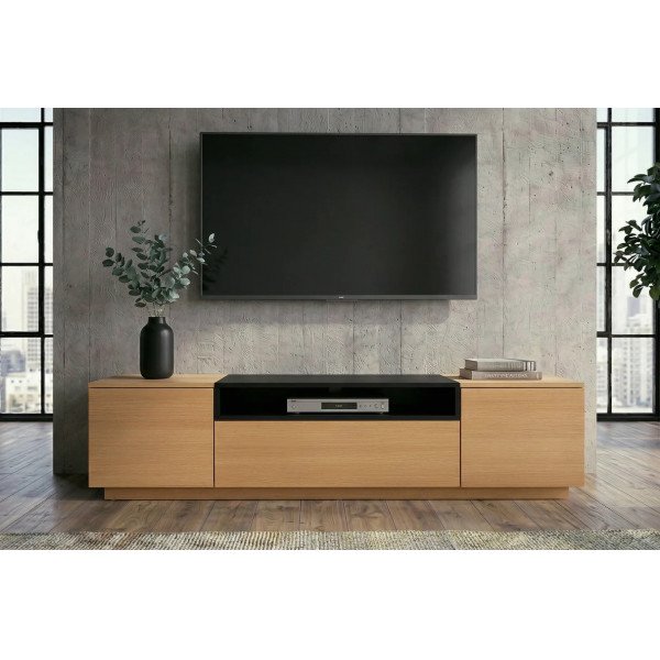 NORDEN modern TV-szekrény 160 cm – natúr tölgy / fekete