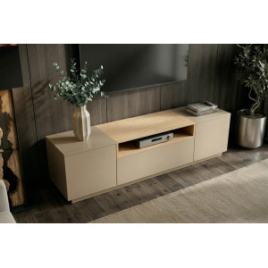 NORDEN modern TV-szekrény 160 cm – natúr tölgy / bézs