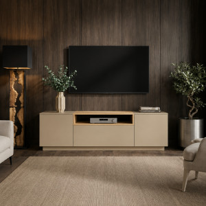 NORDEN modern TV-szekrény 160 cm – natúr tölgy / bézs INVICTA
