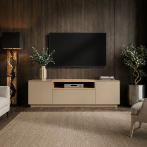 NORDEN modern TV-szekrény 160 cm – natúr tölgy / bézs INVICTA