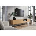NORDIC modern fali TV-szekrény 200 cm – natúr tölgy / fekete