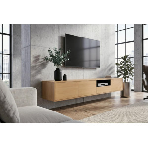 NORDIC modern fali TV-szekrény 200 cm – natúr tölgy / fekete