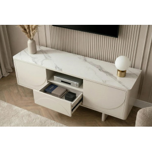 MARVELL modern TV-szekrény 150 cm – fehér márvány / fehér