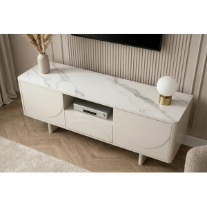 MARVELL modern TV-szekrény 150 cm – fehér márvány / fehér