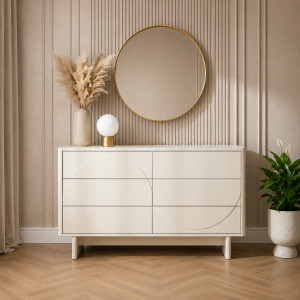 MARVELL modern fiókos komód 82 cm – fehér márvány INVICTA