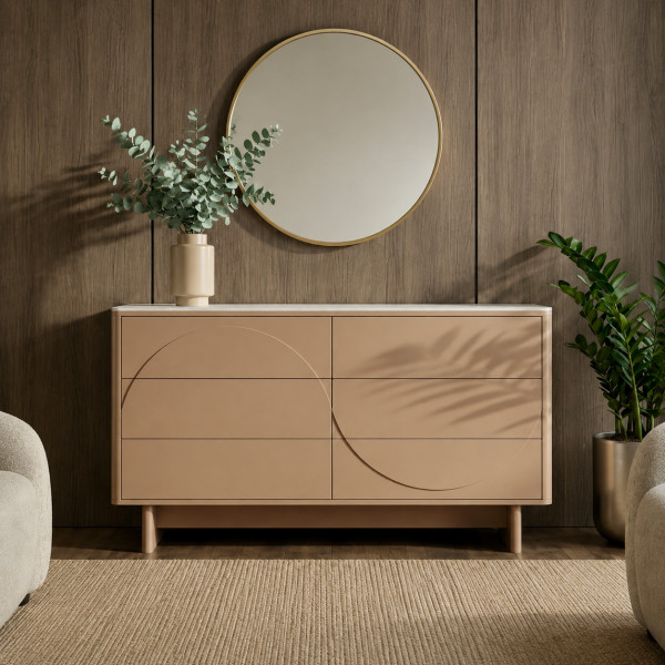 MARVELL modern fiókos komód 150 cm – natúr travertin