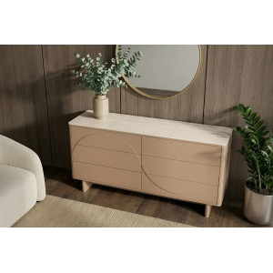 MARVELL modern fiókos komód 150 cm – natúr travertin