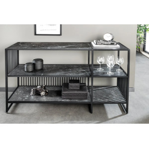 MONOLITH modern polcos konzolasztal 120 cm – antracit márvány / fekete