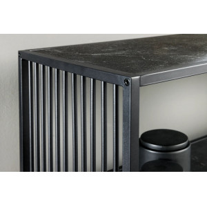 MONOLITH modern polcos konzolasztal 120 cm – antracit márvány / fekete