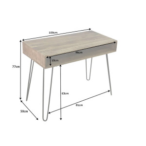 SCALA mangófa íróasztal 100 cm – natúr / fekete