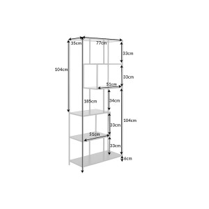 LINEA modern polc 185 cm – kőris / fekete