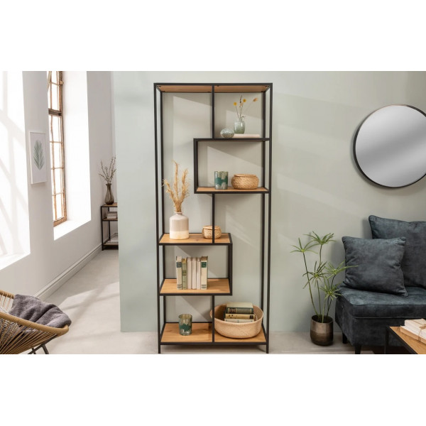 LINEA modern polcos állvány 185 cm –  tölgy / fekete