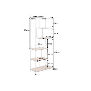 LINEA modern polcos állvány 185 cm –  tölgy / fekete