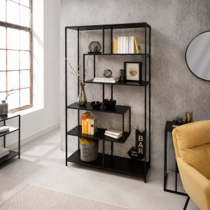 LINEA modern polc 185 cm – kőris / fekete INVICTA