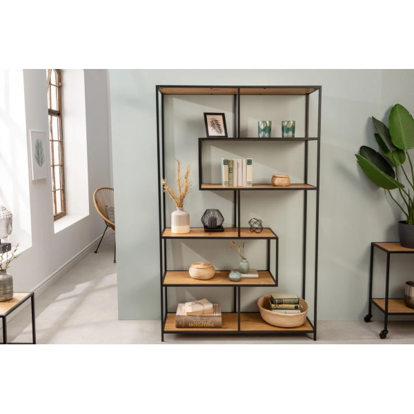 LINEA modern polc 185 cm – tölgy / fekete