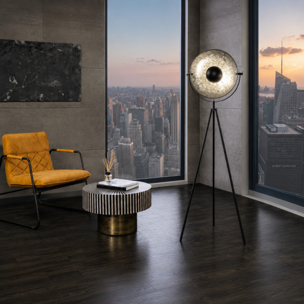 LUMEN modern állólámpa 146 cm – fekete / ezüst