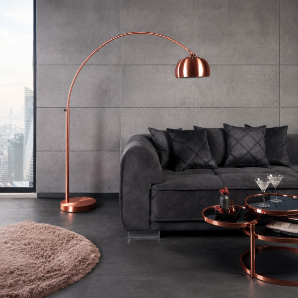 COPPERLINE modern íves állólámpa 210 cm – réz
