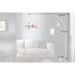 COPPERLINE modern íves állólámpa 210 cm – réz